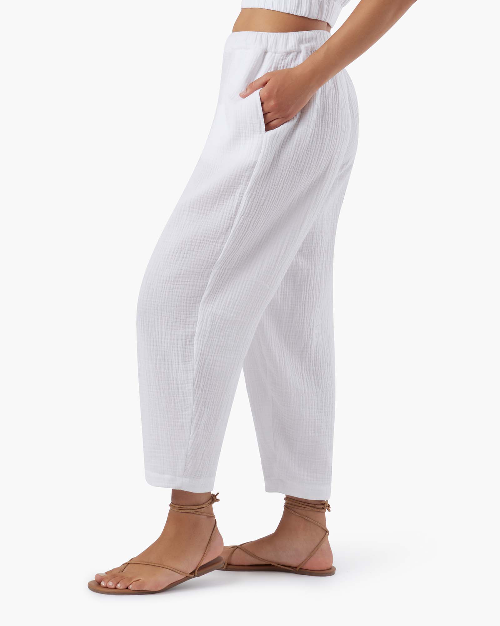 Women's TKEES Gauze Pants White | BQLYU4810