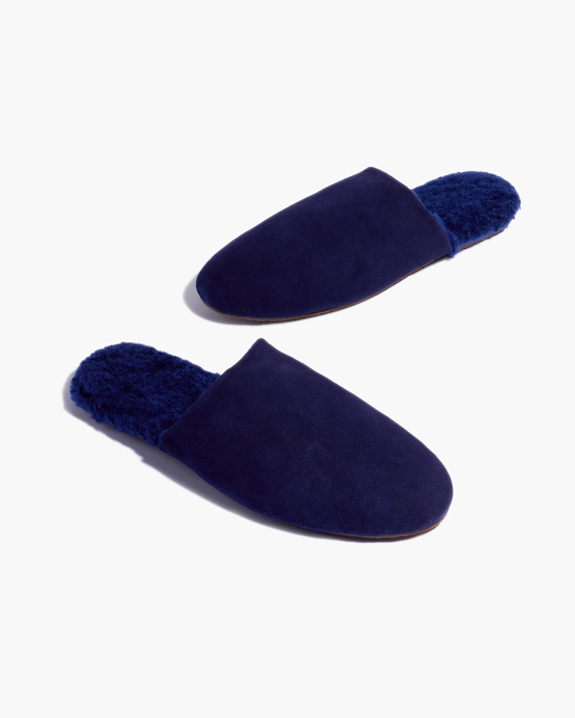 Women's TKEES Ines Shearling Slides Navy | UVPGH4728