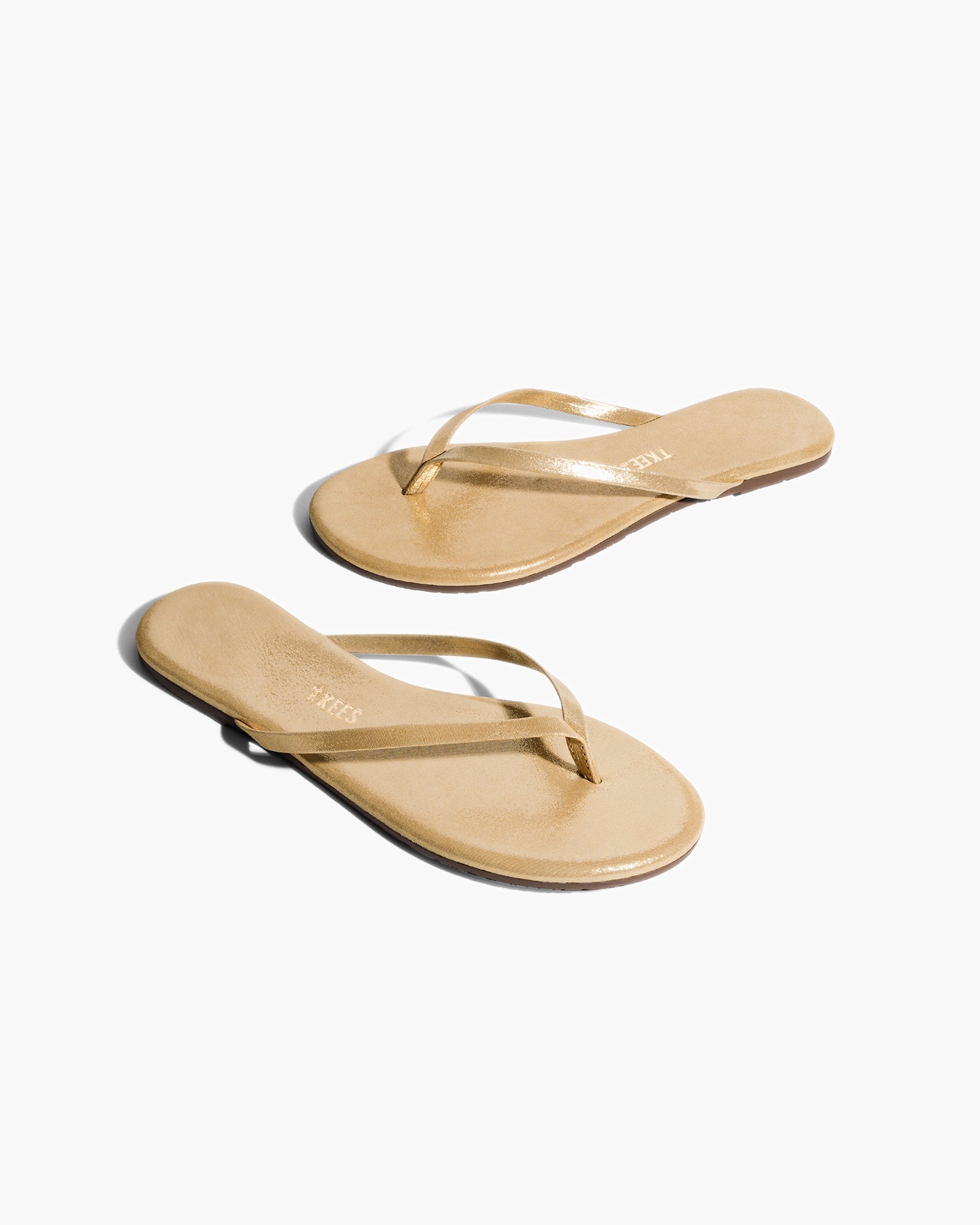 Women's TKEES Lily Glitters Flip Flops Gold | UMQYB4756