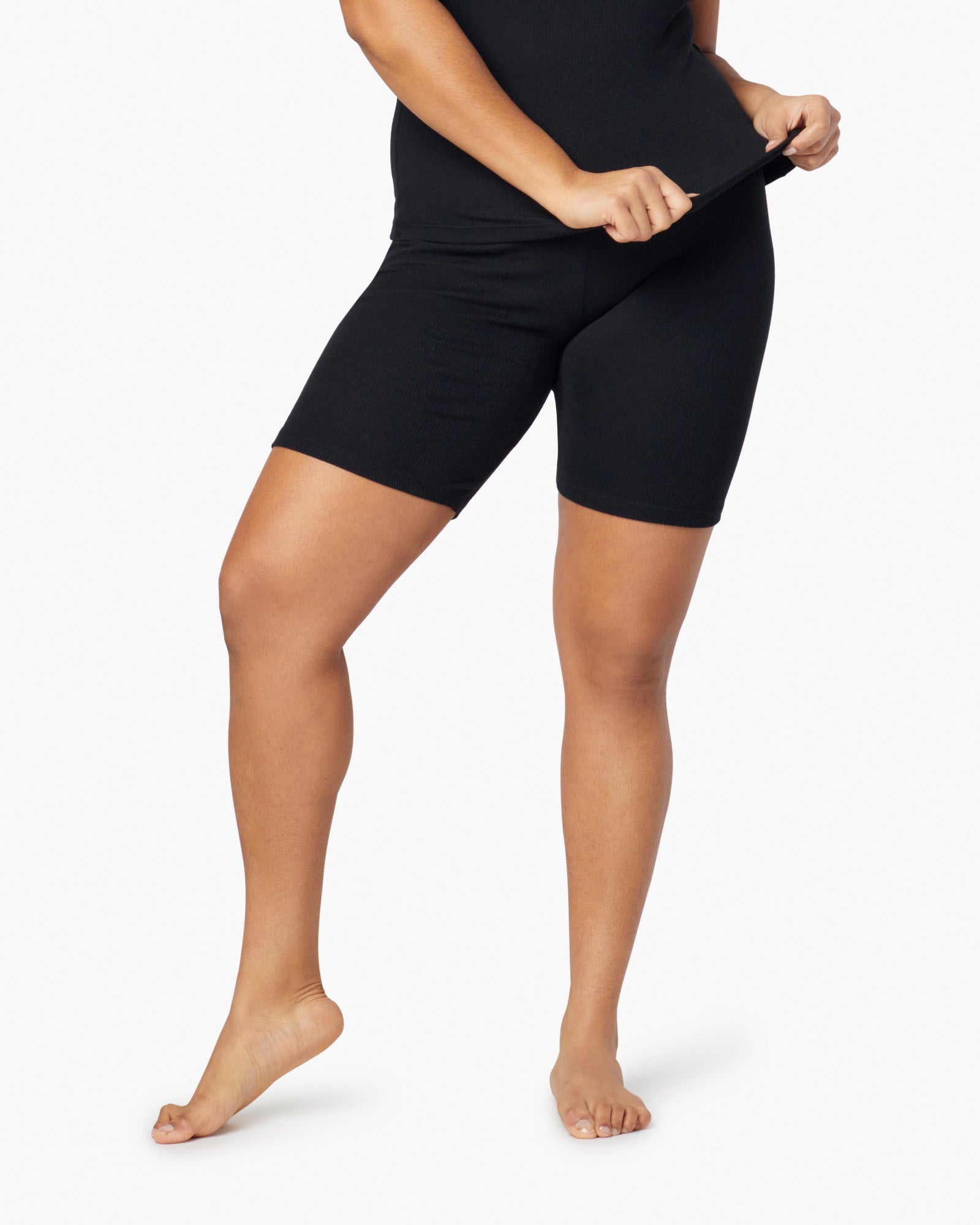 Women's TKEES Super Rib Biker Shorts Black | AHXQF1423