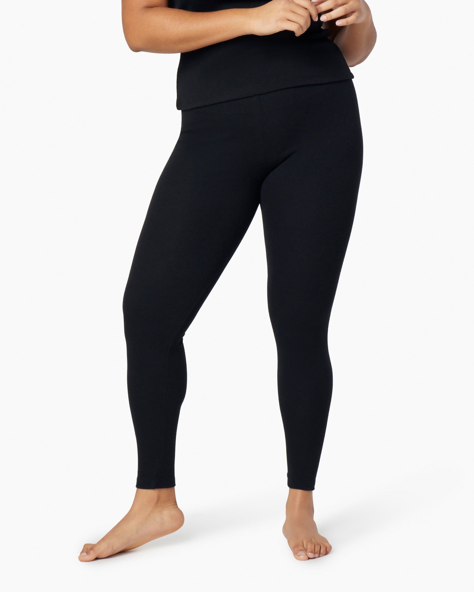 Women's TKEES Super Rib Leggings Black | LHPFY4738