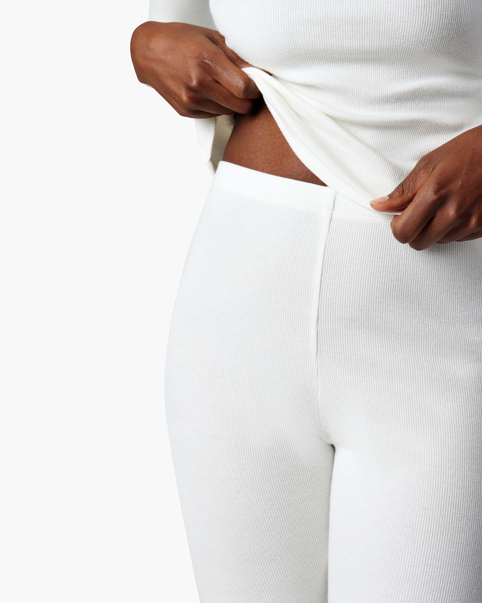 Women's TKEES Super Rib Leggings White | CJMNW6574