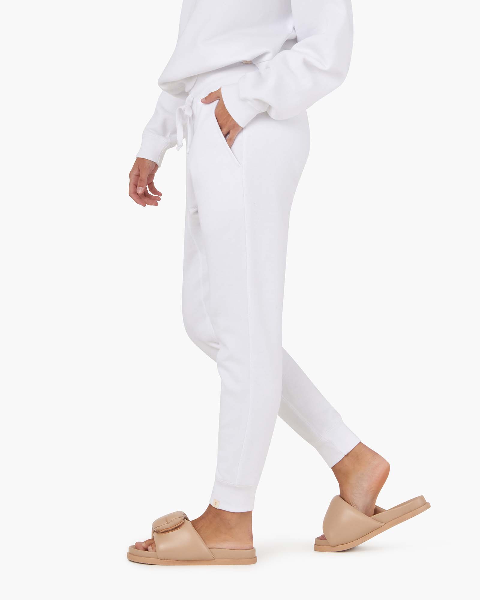 Women's TKEES Warm Core Sport Jogger White | EGOLI3958